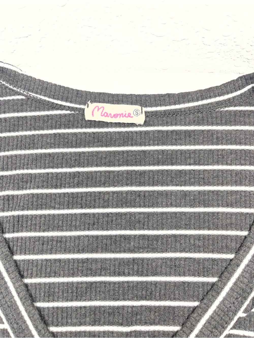 Maronie Gray White Striped Ribbed Lounge Pajama Set 2pc Tank Shorts Size Small - Picture 6 of 16